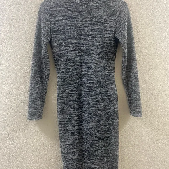 slim fit dress slacks Women's No Better Time Grey Ribbed Knit Sweater Mini Dress | Size: L